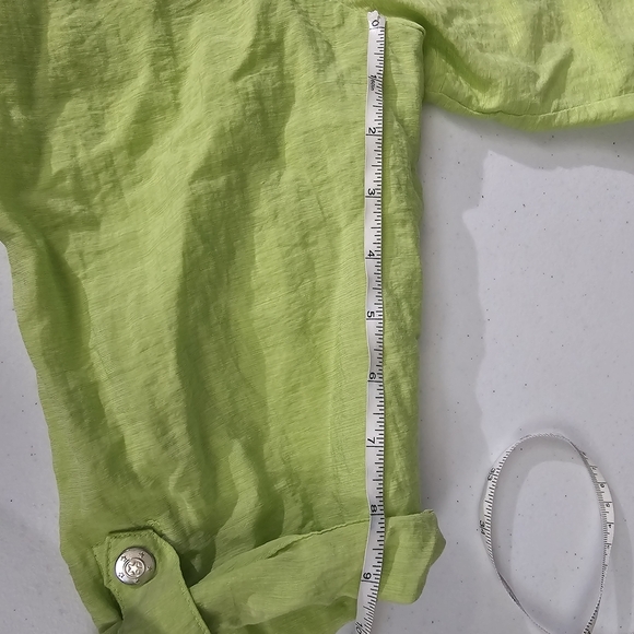 Cj Banks Lime Green Roll Tab Sleeve Hem Drawstring Light Shacket Womens - Picture 11 of 13